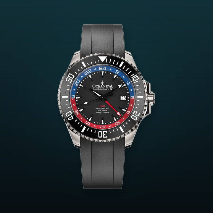 Deep Marine Explorer VI 6000M - GMT True Dive Blue/RedGMT Black Dial