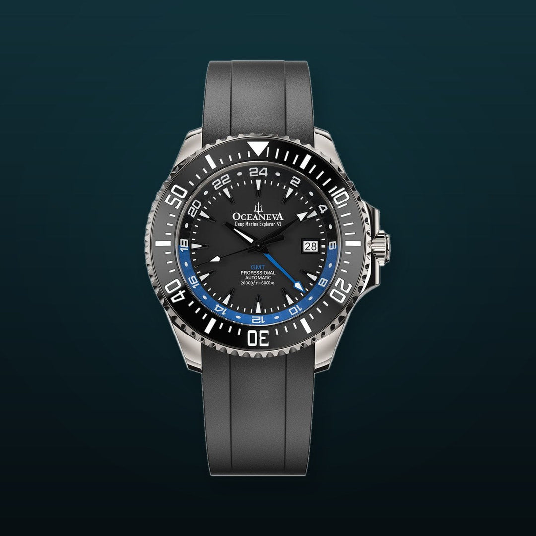 Deep Marine Explorer VI 6000M - GMT True Dive Black/BlueGMT Black Dial