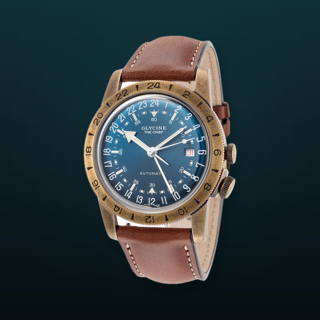 Airman The Chief GMT 40mm / Blue / Brown Blue Dial
