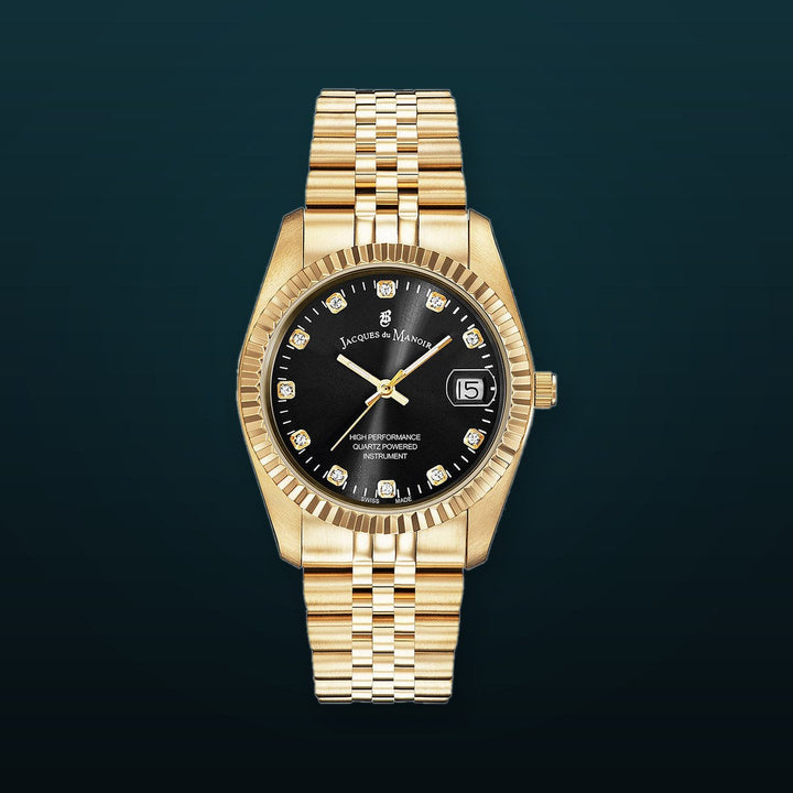 Inspiration Gold Stainless Steel Bracelet Black Dial