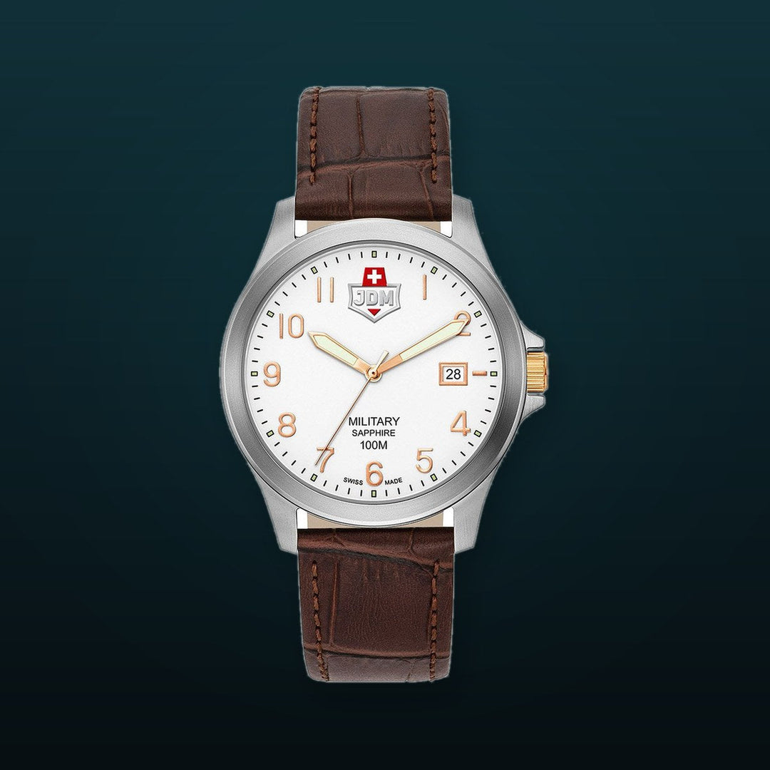 Alpha I White dial, brown leather White Dial