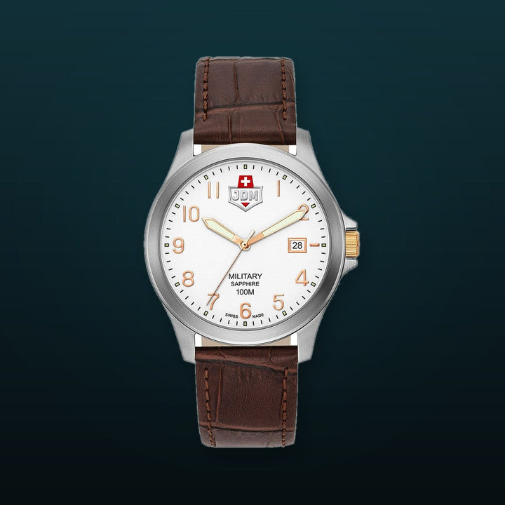 Alpha I White dial, brown leather White Dial