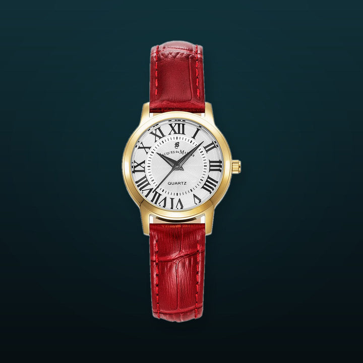 Genesis Ladies Red leather strap White Dial