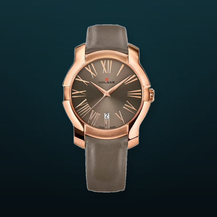 Women's Champagne Dial, 5N Rose Gold Case and Earth Leather Strap | Brown Dial