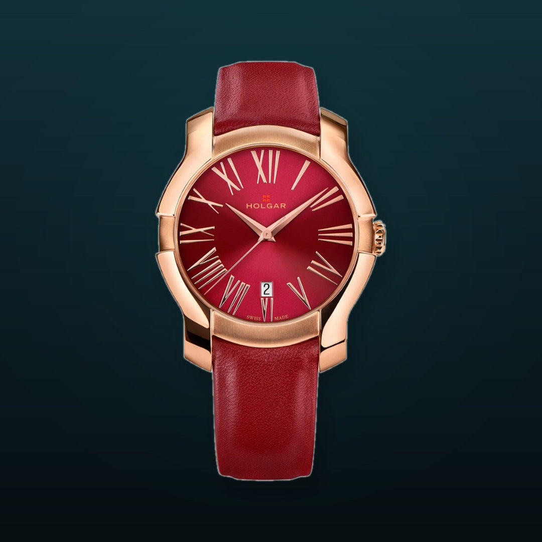 Women's Red Dial, 5N Rose Gold Case and Red Leather Strap | Red Dial