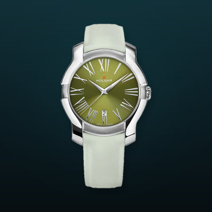 Women's Green Dial, Stainless Steel Case and Frost Leather Strap | Green Dial