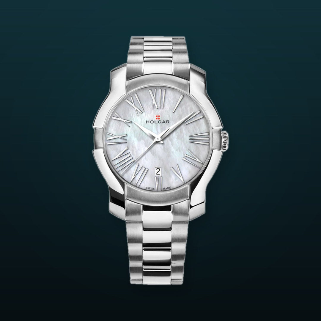 Women's White Mother of Pearl Dial, Stainless Steel Case and Bracelet | Pink Dial