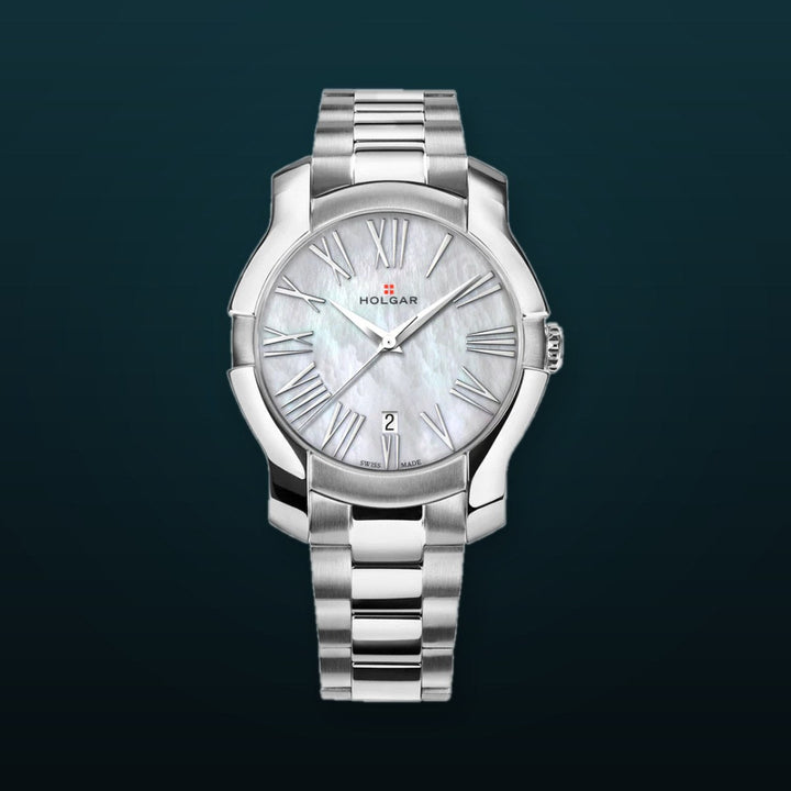 Women's White Mother of Pearl Dial, Stainless Steel Case and Bracelet | Pink Dial