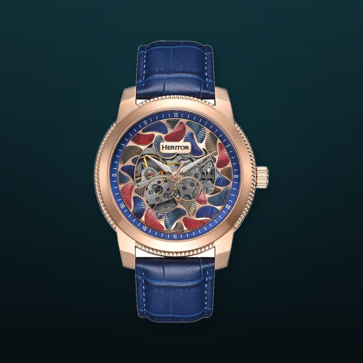 Emmanuel Semi Skeleton Custom Dial Blue/Rose Gold MULTICOLOR Dial