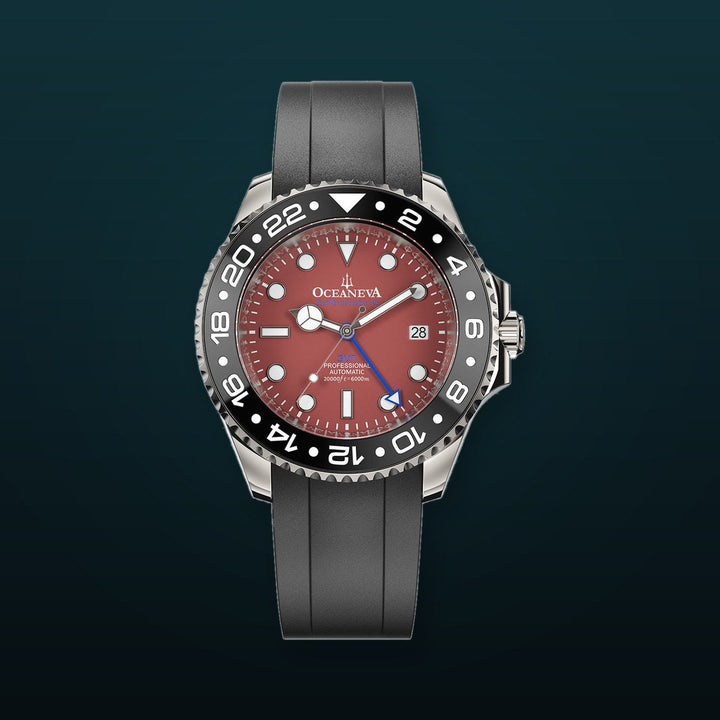 Oceaneva Deep Marine Explorer VI Grade 5 Titanium Automatic Burgundy Dial Watch Burgundy/Black | Burgundy Dial