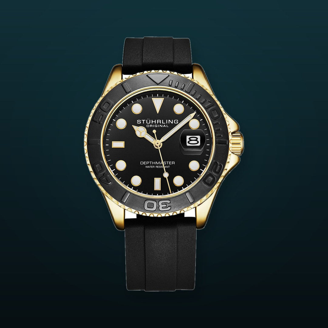 Depthmaster 4072 Black Brass Dial/ Black Silicone Strap/ Gold Case | Black Dial