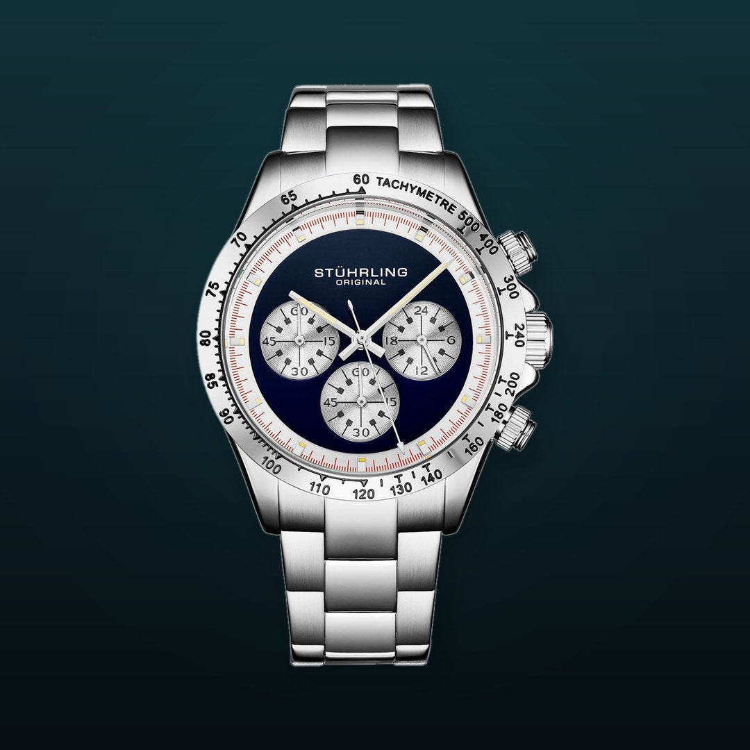 Chronomark 4066 Blue Textured Chronograph Dial/Stainless Steel bracelet | Blue Dial