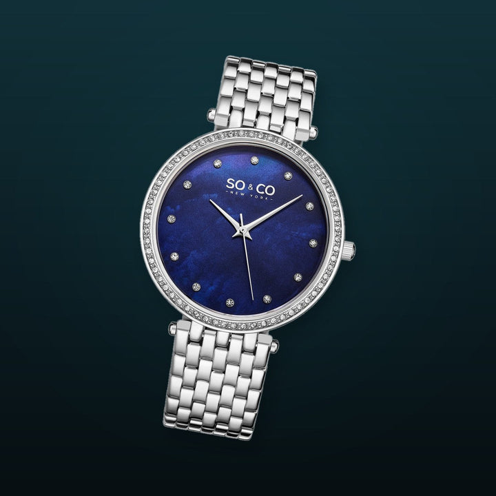 Madison 5334 Blue Mother-of-pearl/ Silver Bracelet | Blue Mother of Pearl Dial
