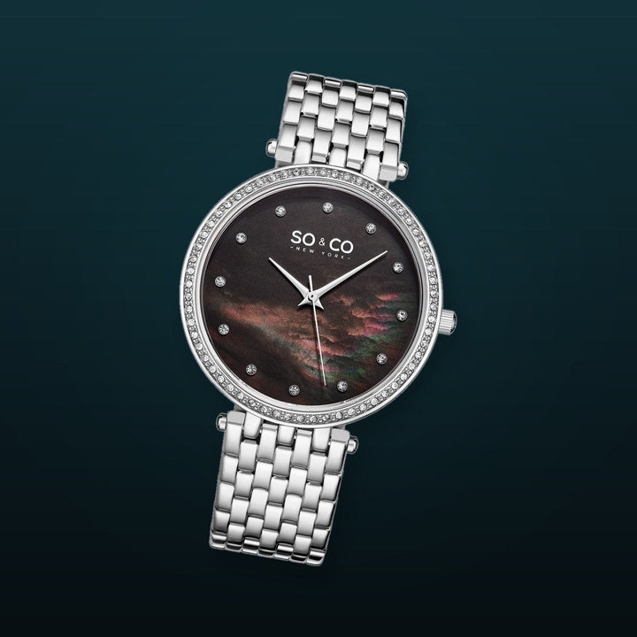 Madison 5334 Black Mother-of-pearl/ Silver Bracelet | Mother of Pearl Dial