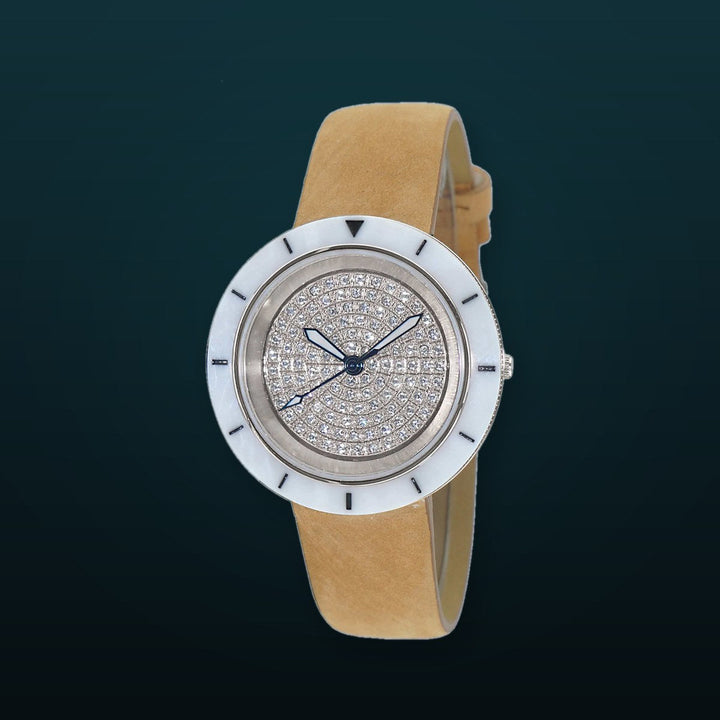 TOULON WHITE-SILVER / BROWN | Silver tone Dial