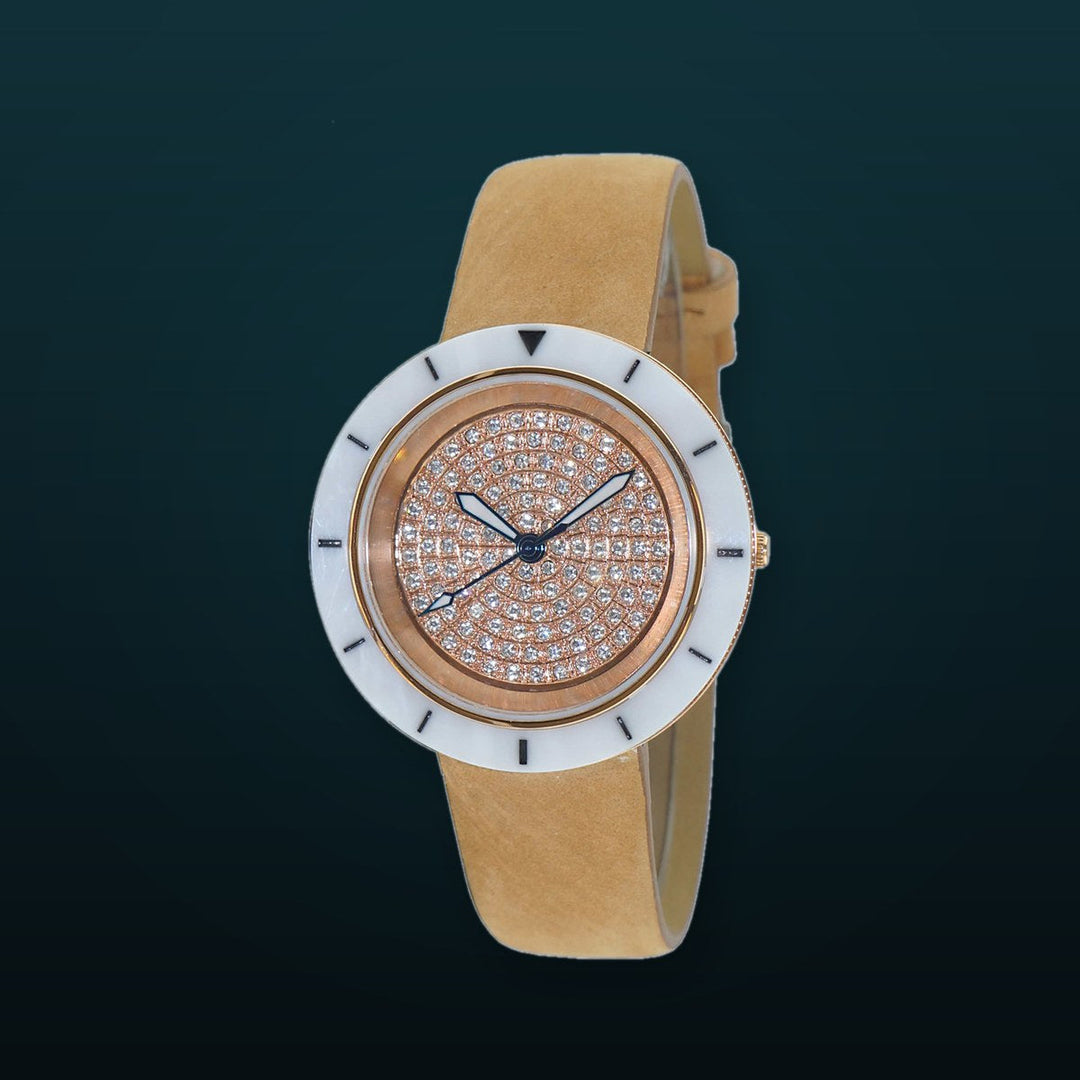 TOULON WHITE-ROSE / BROWN | Silver tone Dial