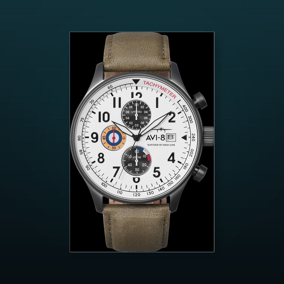 Hawker Hurricane Classic Chronograph White / Gray / Leather | White Dial