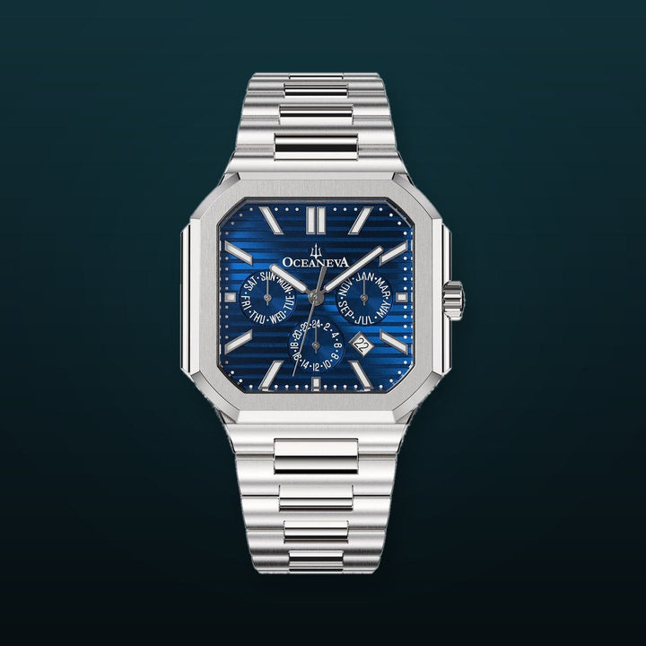 Oceaneva Tenuis Automatic CalendarThin Watch Blue/Silver Blue/Silver | Blue Dial