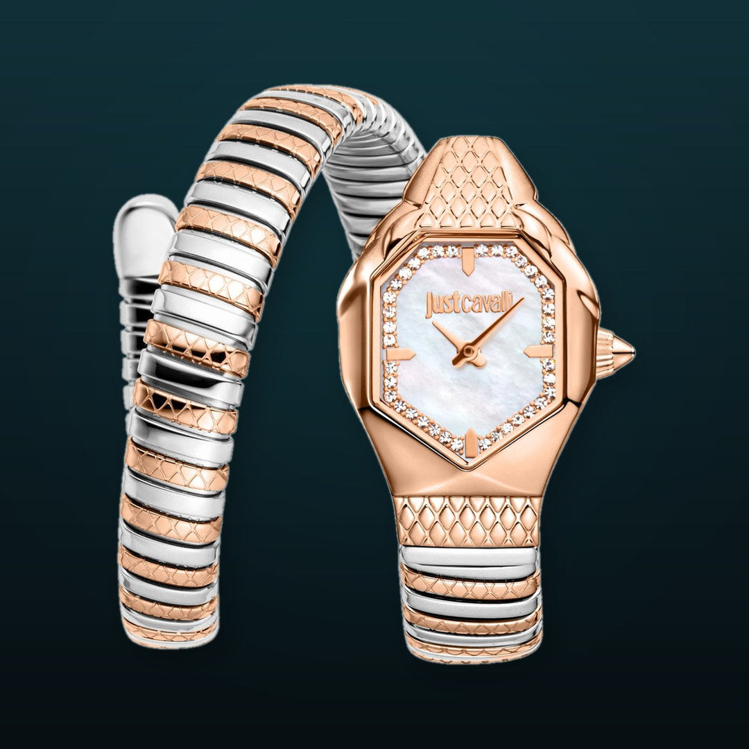 Snake 22mm / White Mother-of-Pearl / Silver and Rose Gold | White Mother-of-Pearl Dial