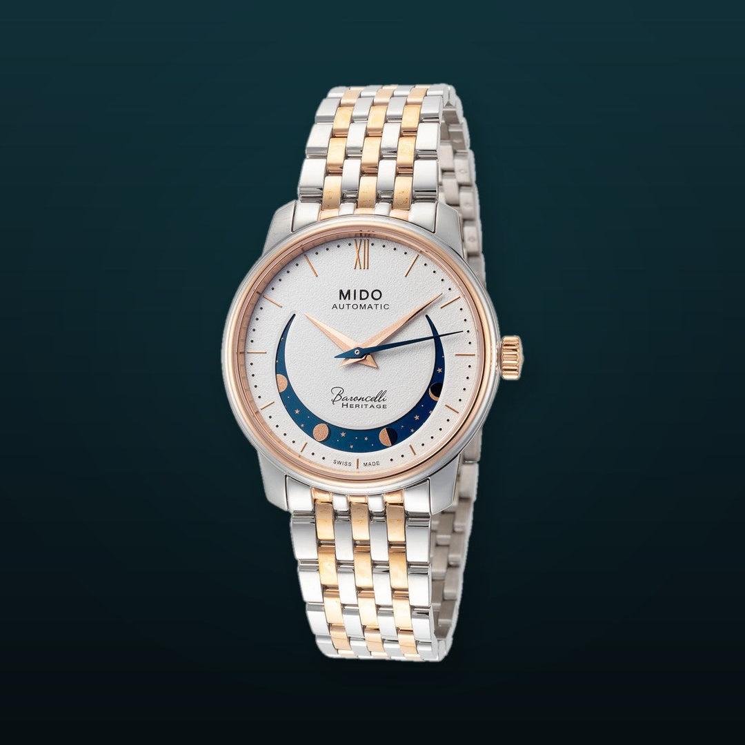 Smiling Moon 33mm / White / Silver and Gold | White Dial
