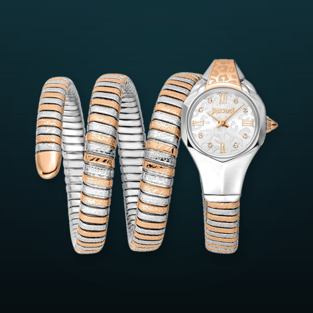 Just Cavalli 22mm / Silver and Rose Gold / Silver Silver Dial
