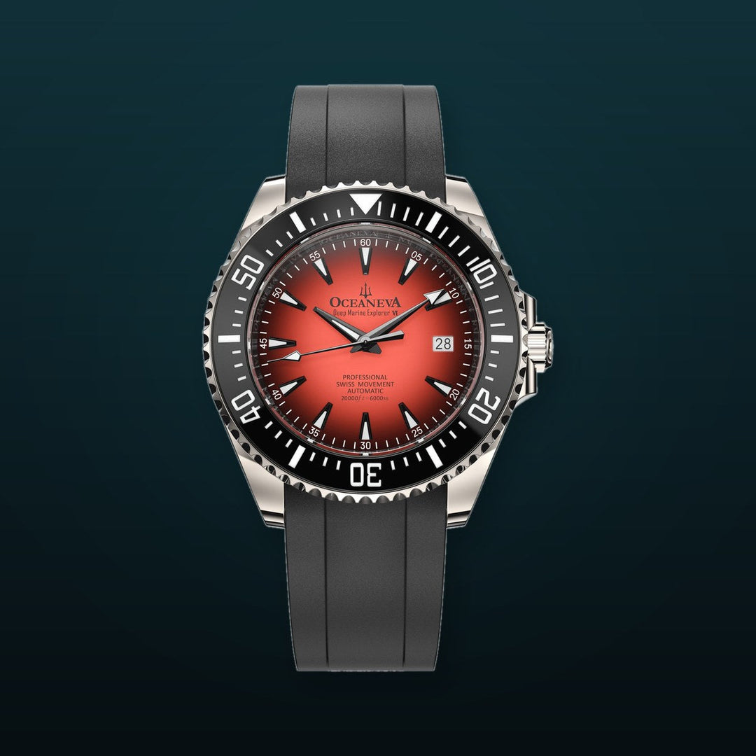 Oceaneva Deep Marine Explorer VI 6000M - Coral Titanium Automatic 6000m/CoralBurst | Coral Red Dial