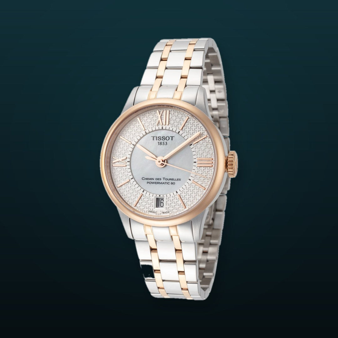 T-Classic 32mm / White Mother-of-Pearl / Silver and Rose Gold White Mother-of-Pearl Dial