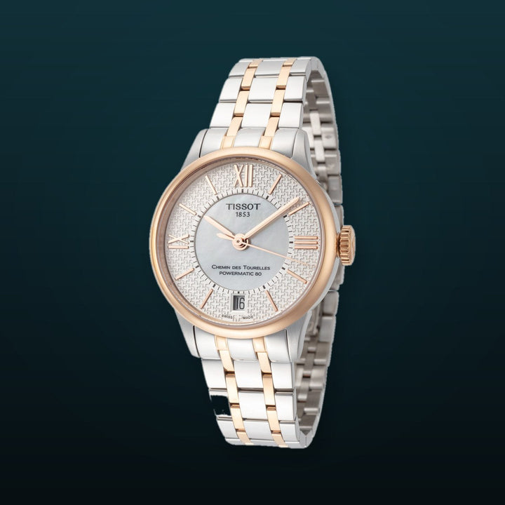 T-Classic 32mm / White Mother-of-Pearl / Silver and Rose Gold White Mother-of-Pearl Dial