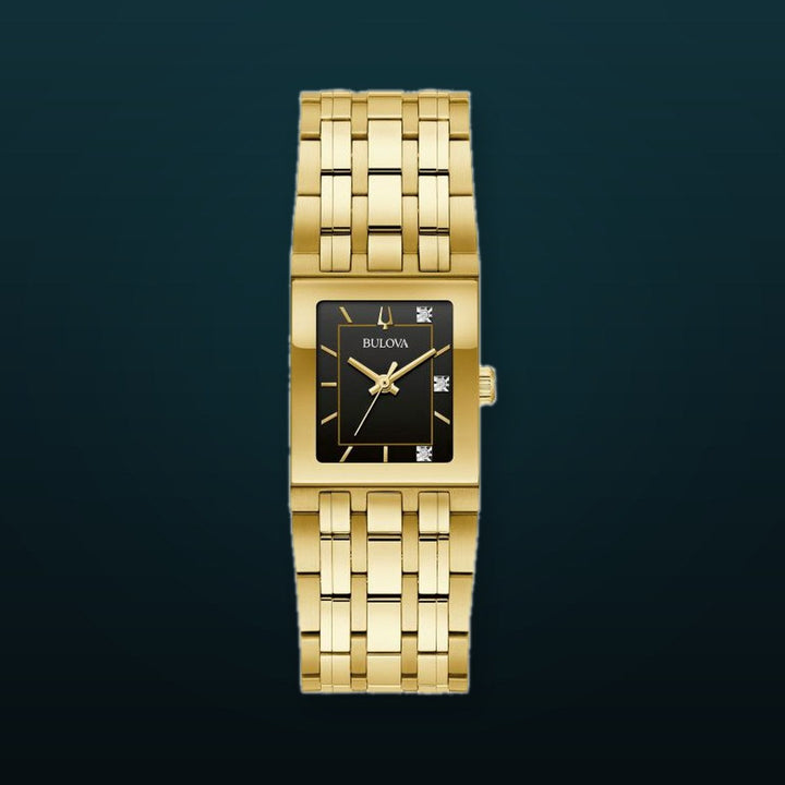 Quadra 21mm / Black / Gold | Black Dial