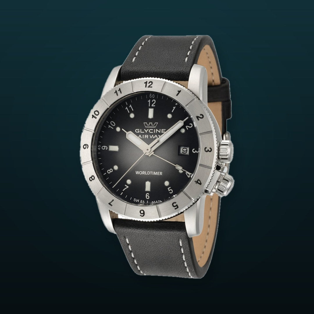 Airman Worldtimer 42mm / Black and Grey / Black | Black and Grey Dial
