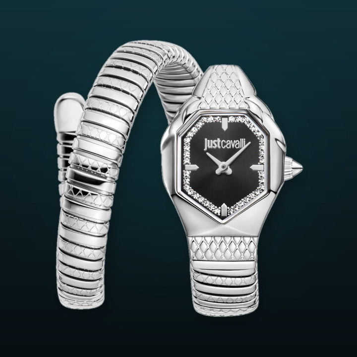 Snake 22mm / Black / Silver | Black Dial