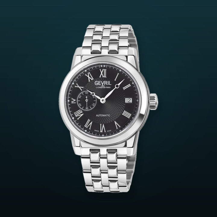 Madison Swiss Made Automatic , SS Case, Black Dial. Sub dial, SS Bracelet | Black Dial