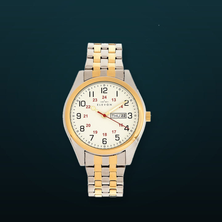 Gann Bracelet Watch w Day/Date Gold/Silver