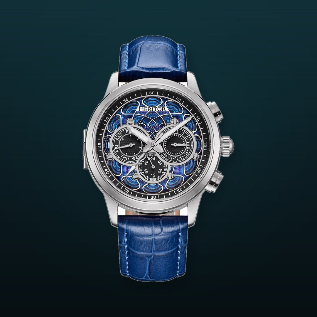 Apostle Custom Enamel Dial Watch Blue/Silver | Multi-colored Dial