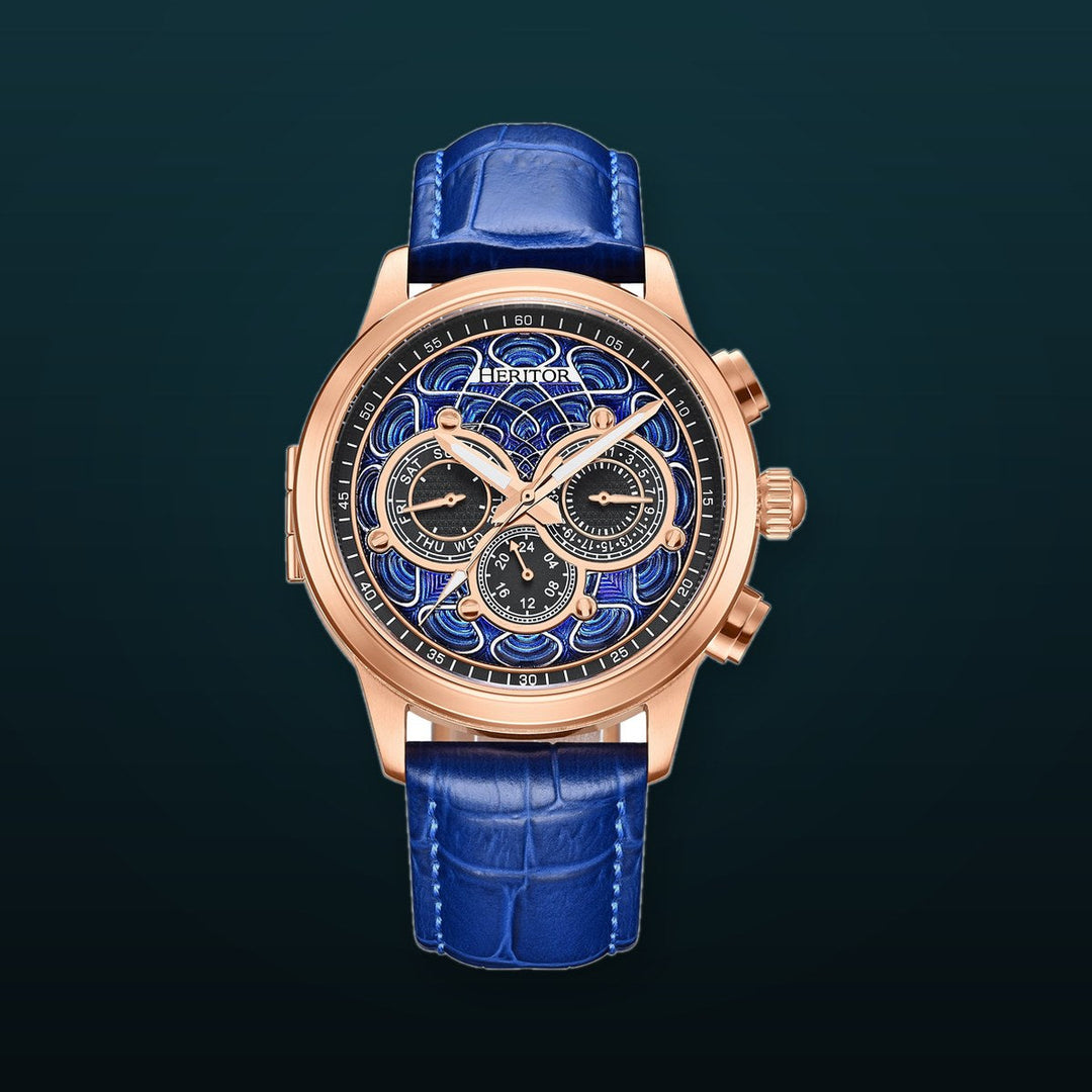 Apostle Custom Enamel Dial Watch Blue/Rose Gold | Multi-colored Dial
