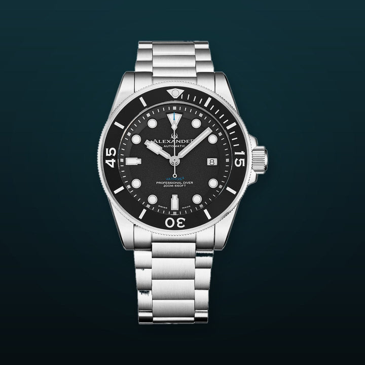 A520-01 Silver/Stainless Steel | Black Dial