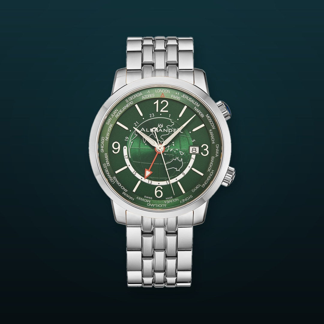A171B-04 Silver/Stainless Steel | Green Dial