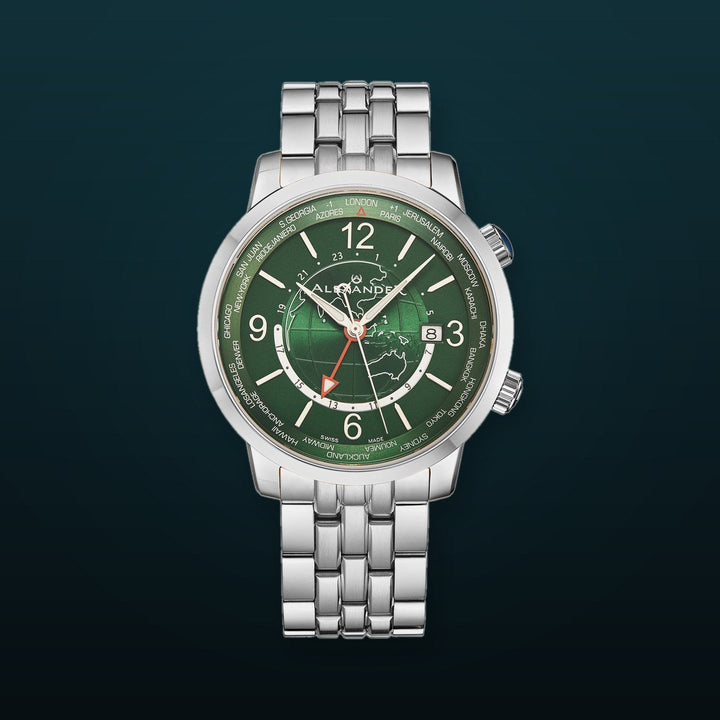 A171B-04 Silver/Stainless Steel | Green Dial