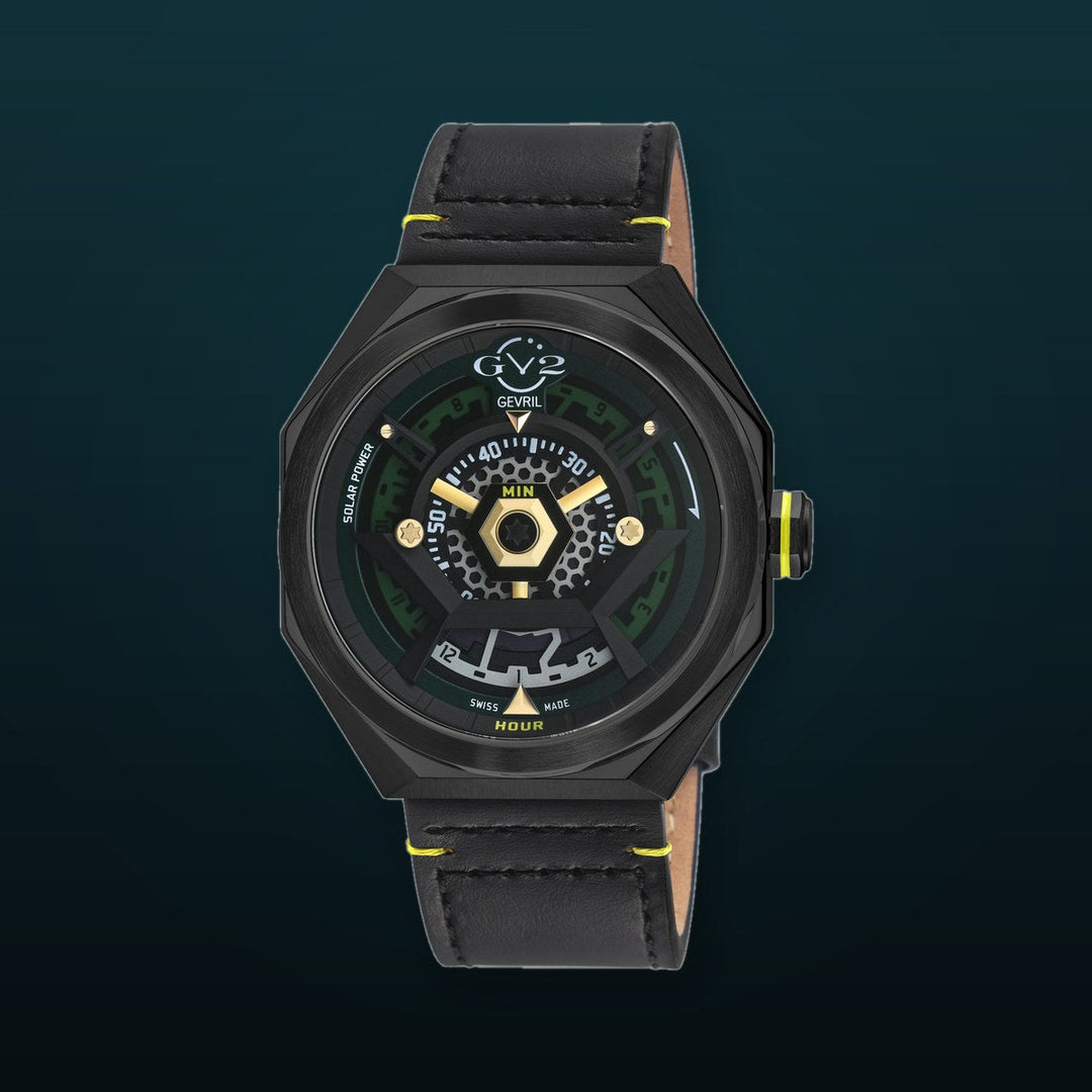 Stella Solare Swiss Ronda 212 Solar Quartz, 5 jewels, ultra-thin, Black/Green subtle depth, dual-tone | Black / Green Dial