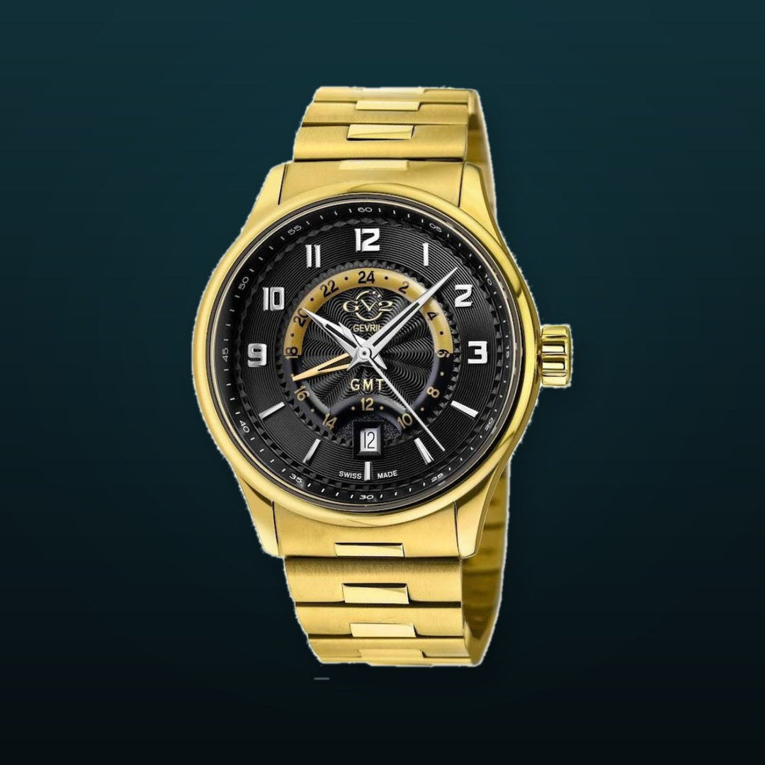 GV2 by Gevril Giromondo (GV2 by Gevril Swiss Made GMT bracelet Watch Gold tone)
