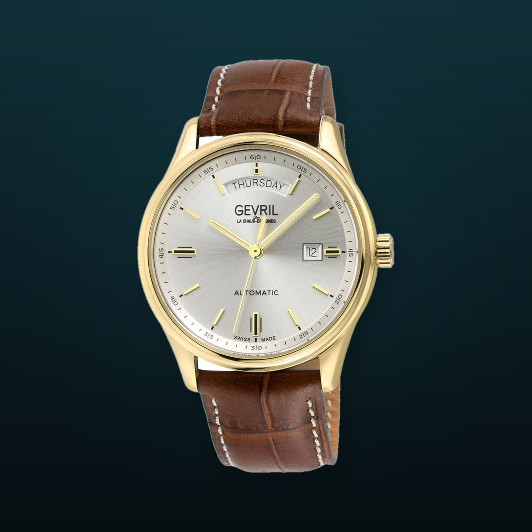 Excelsior Swiss made Automatic Sellita SW240, Day Date White Dial,  White Italian Handmade Leather Strap | White Dial