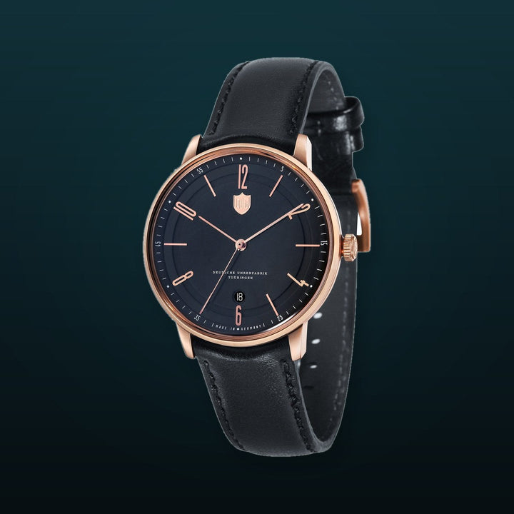 Bayer Swiss Automatic Black Band, Black Dial, RG Case