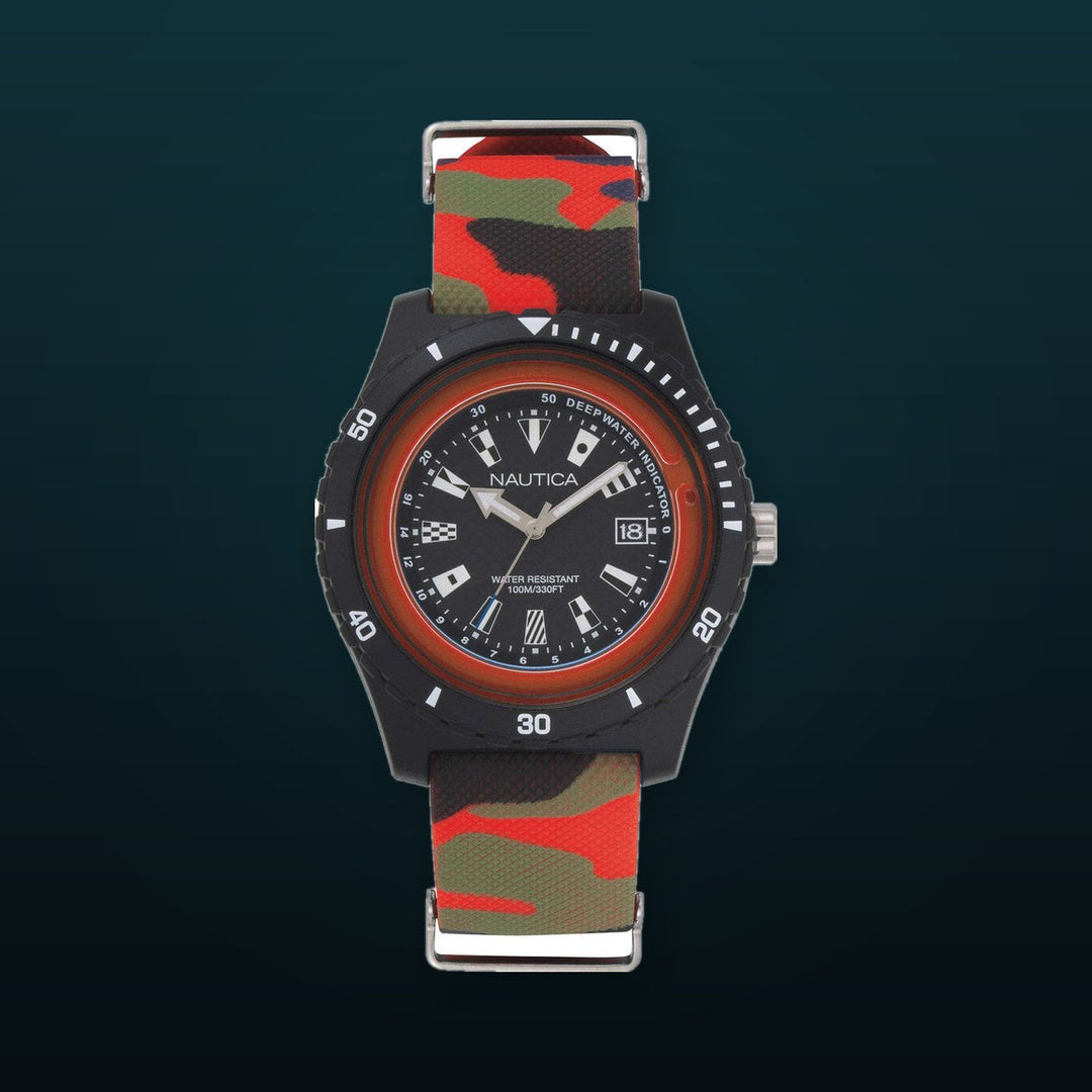 Surfside Black Orange / Camo Silicone | Black Dial