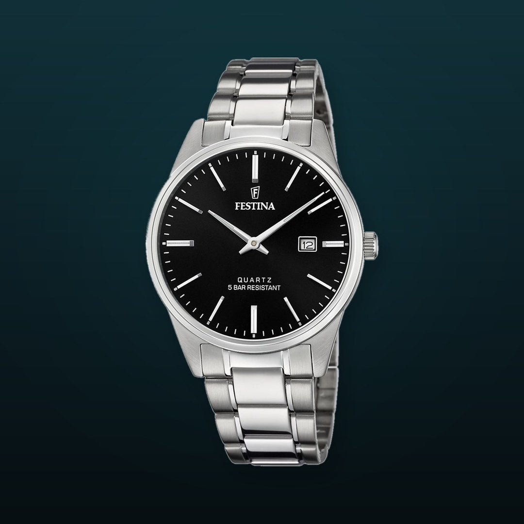 Acero clasico Black / Stainless Steel | Black Dial