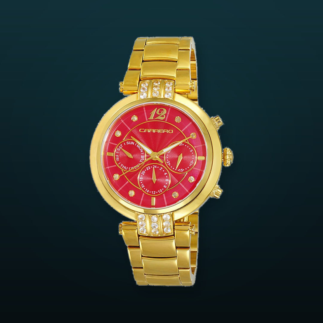 ADELINA COLLECTION Red/Goldtone | Blue Dial