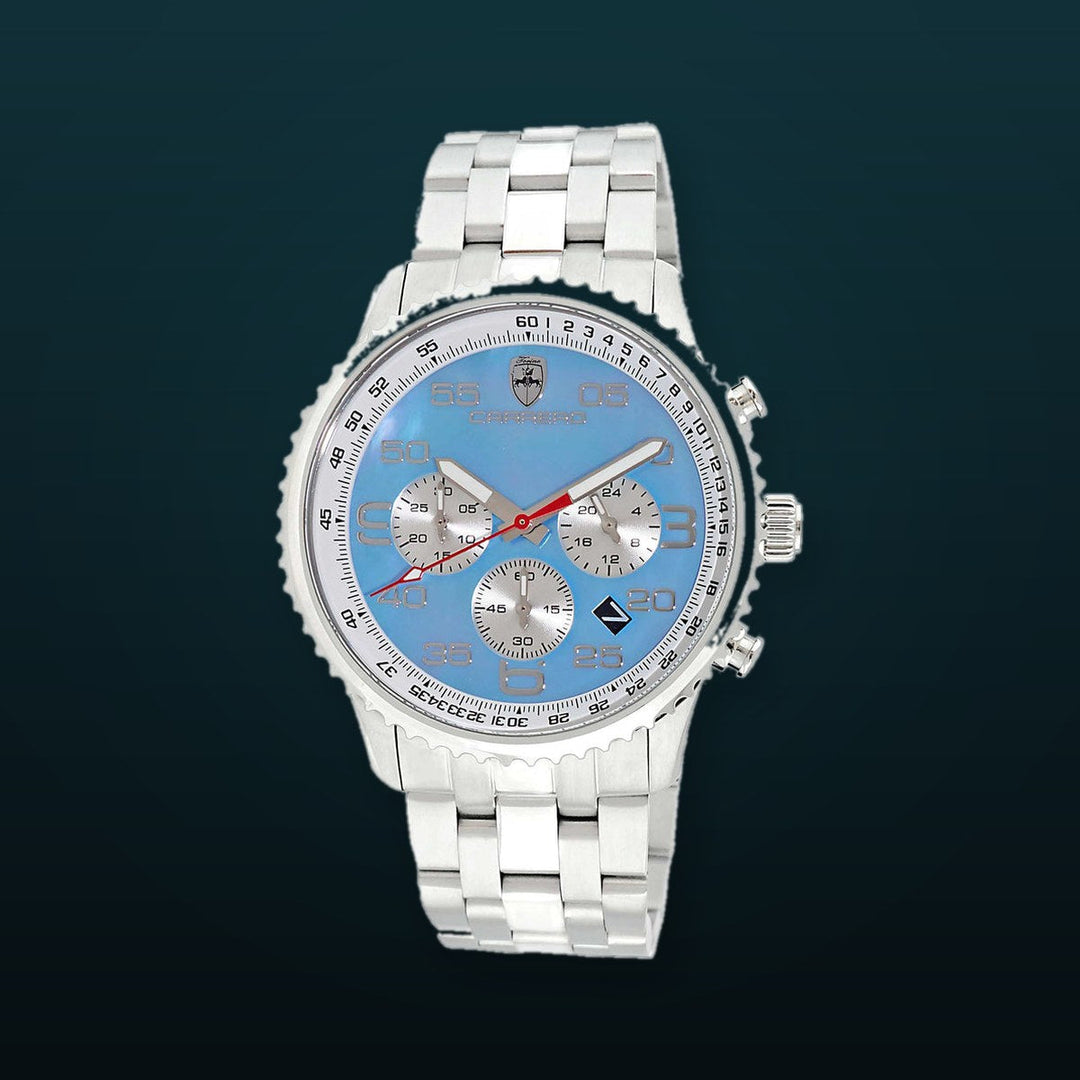 Aureum-MB Silvertone/ Blue | Light Blue Dial