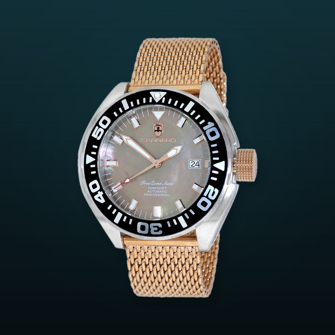 FreeZone-Auto Rose/Rosetone-Mesh | Brown Dial