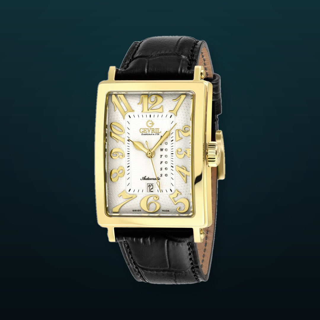 Avenue of Americas Gevril Men's Avenue of America's Modified Custom Sellita SW220-1, Swiss Automatic,IPYG Case, Silver/Gold Dial, Day-Date | White Dial