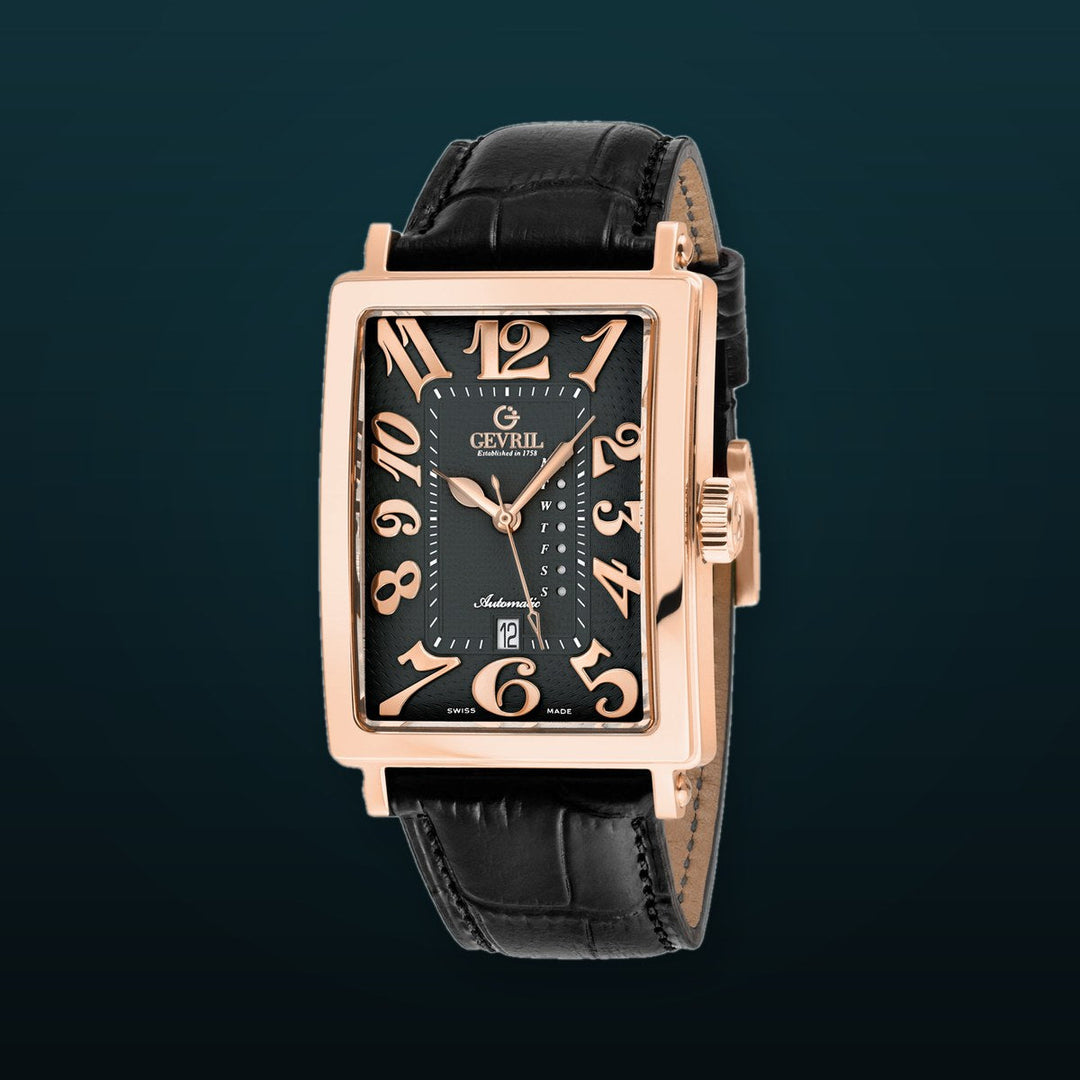 Avenue of Americas Swiss Modified Custom Sellita SW220-1 Movement rectangle Black Black, Day date | Black Dial
