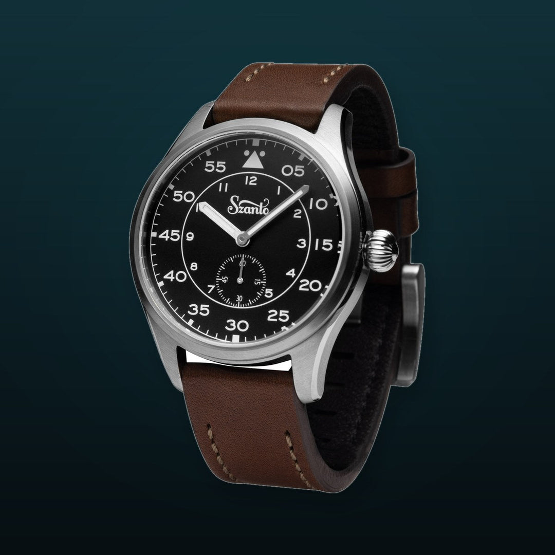 Heritage Aviator 2750 Series SS / Black / Brown | Black Dial